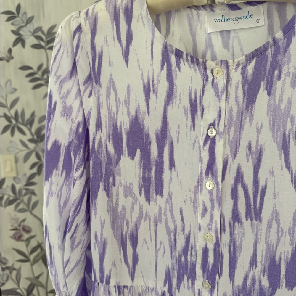 Purple and White Midi Dress